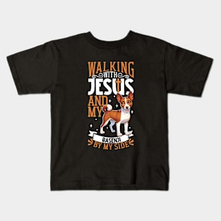 Jesus and dog - Basenji Kids T-Shirt